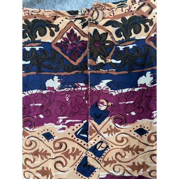 Silk Land 100% Pure Silk Multicolor Boho Long-Sleeve Womens Top Large - Picture 6 of 11